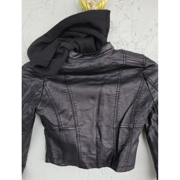JOUJOU Girls Black Faux Leather Jacket  size M  10/12 - Picture 6 of 13